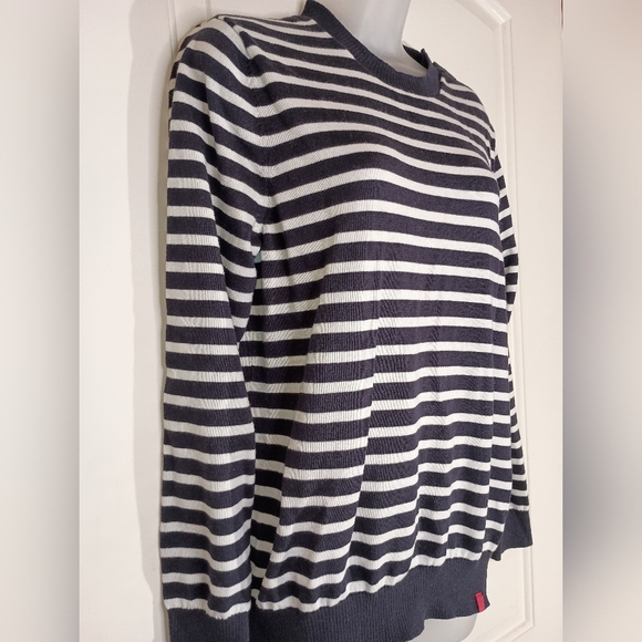 LANDS END Nautical THE OUTFITTERS Striped Sweater Navy & White Elegance(#1,136) - Picture 6 of 7